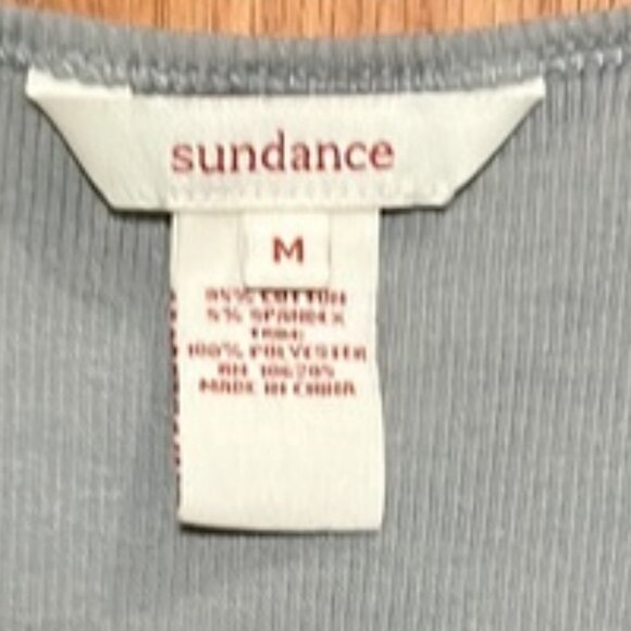 Sundance Womens Gray Long Sleeve V-Neck Top with Floral Embroidered Net Overlay - Picture 7 of 8